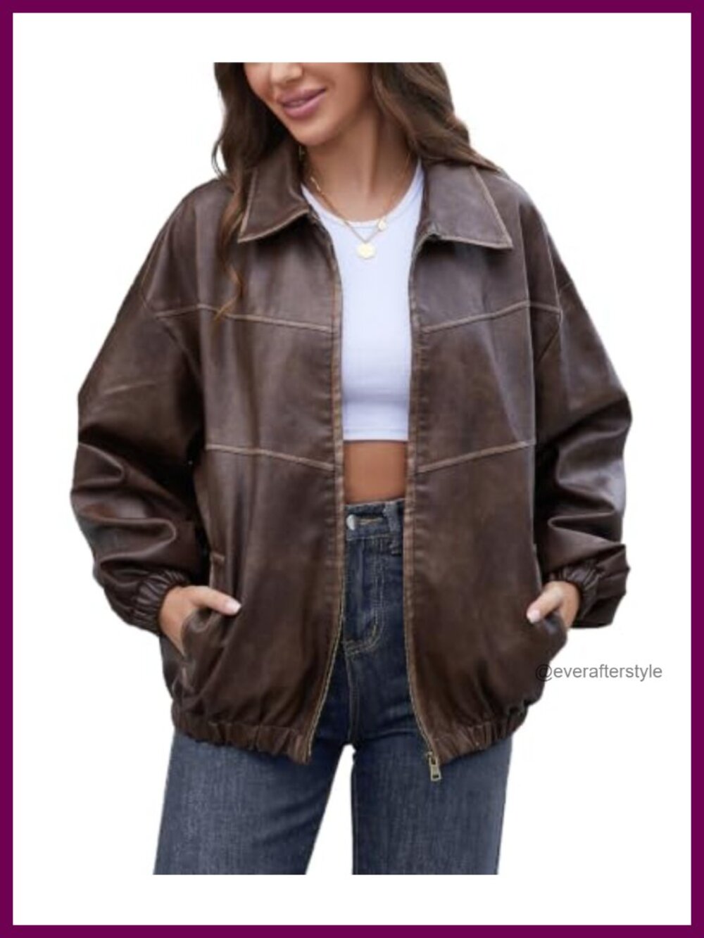 Oversized Y2K Faux Leather Jacket Vintage Motorcycle Coat Fall